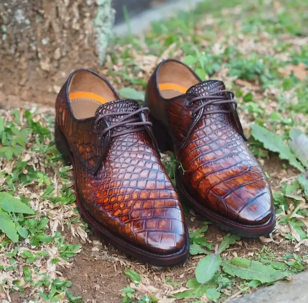 Cognac Croco Derby - Luxury Heritage